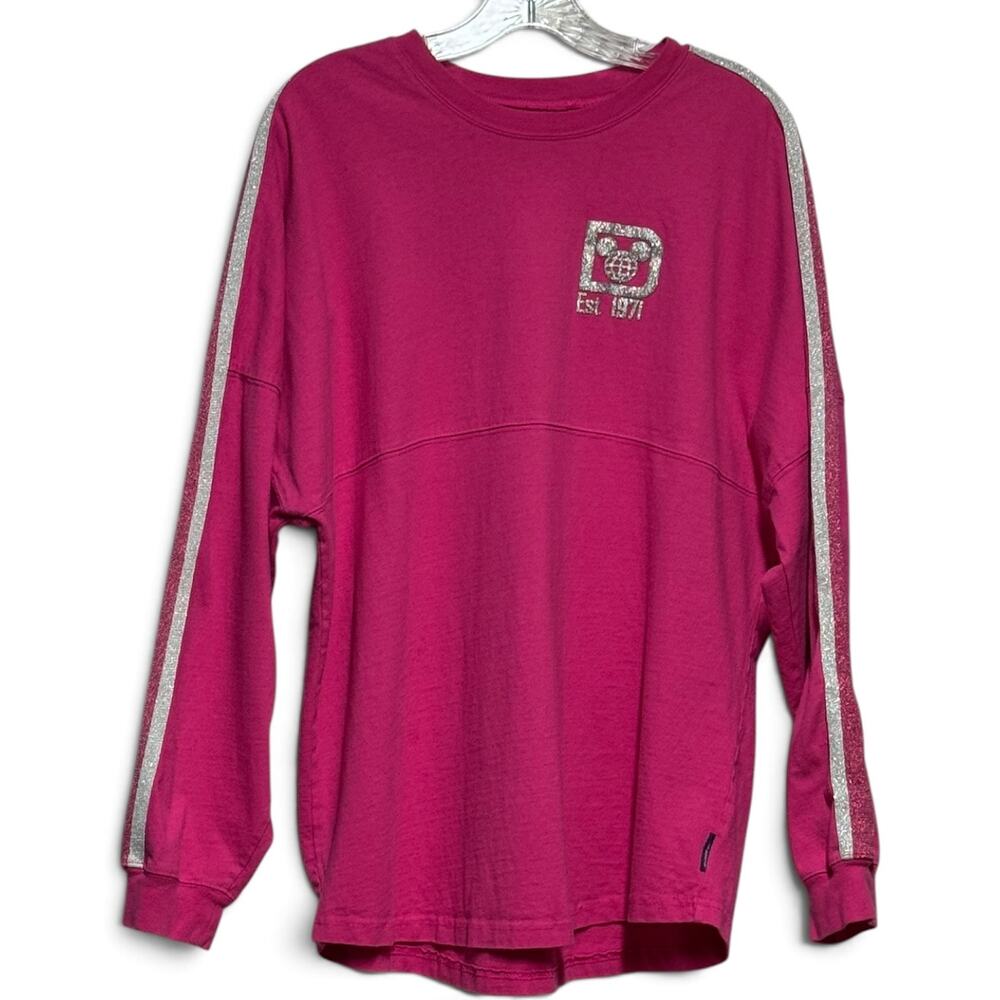 Disney Parks Spirit Jersey Walt Disney World Pink Silver Sparkle Large
